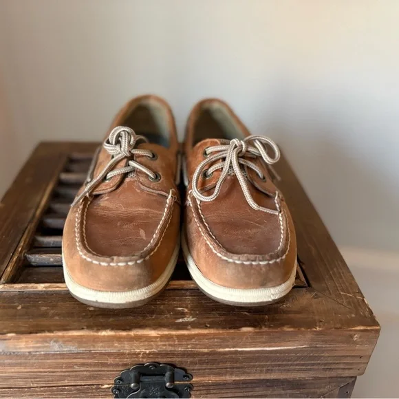 Sperry Women’s Tan Leather Slip On Loafers Boat Shoes - Picture 4 of 8